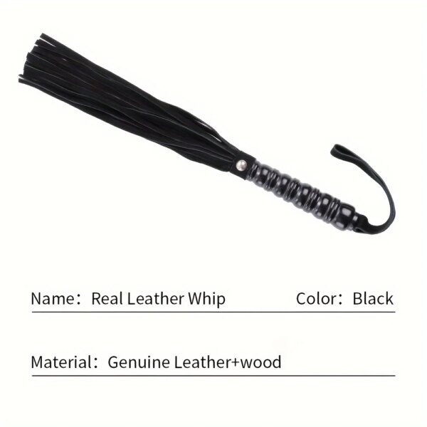 PU Leather Tassel Whip with wood handle for women and couples pleasure