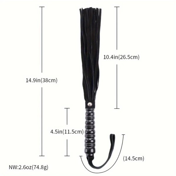 PU Leather Tassel Whip with wood handle for women and couples pleasure