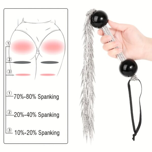 Metal Pepper Chain Whip with Restraints – BDSM toy for couples