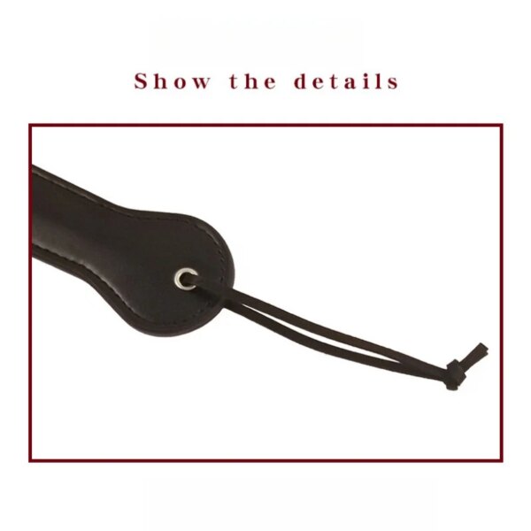 Red Black PU Toy Short Beard Whip with woven leather tassel handle for intimate play