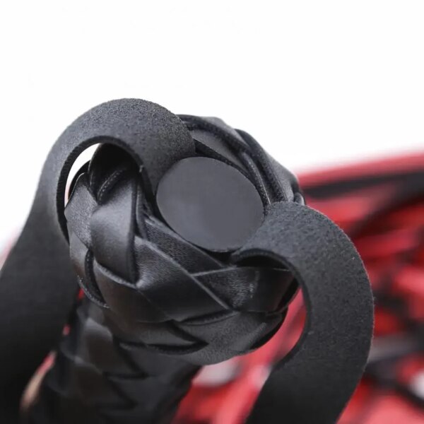 Fetish Black & Red PU Leather Whip Flogger for couples – adult BDSM erotic play toy