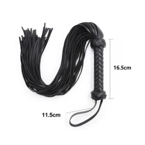 Fetish Black & Red PU Leather Whip Flogger for couples – adult BDSM erotic play toy