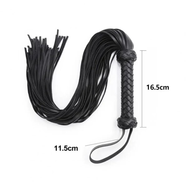 Fetish Black & Red PU Leather Whip Flogger for couples – adult BDSM erotic play toy
