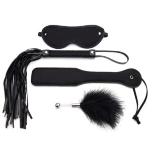 4Pcs BDSM Kit XOXO Paddle & PU Leather Whip Set for Couples’ Intimacy and Wellness