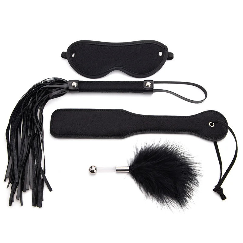 4Pcs BDSM Kit XOXO Paddle & PU Leather Whip Set for Couples’ Intimacy and Wellness