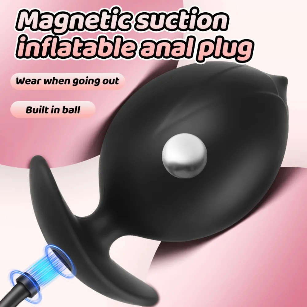 Magnetic Inflatable Anal Plug Steel Beads Big Dildos Dilator By Xlucia