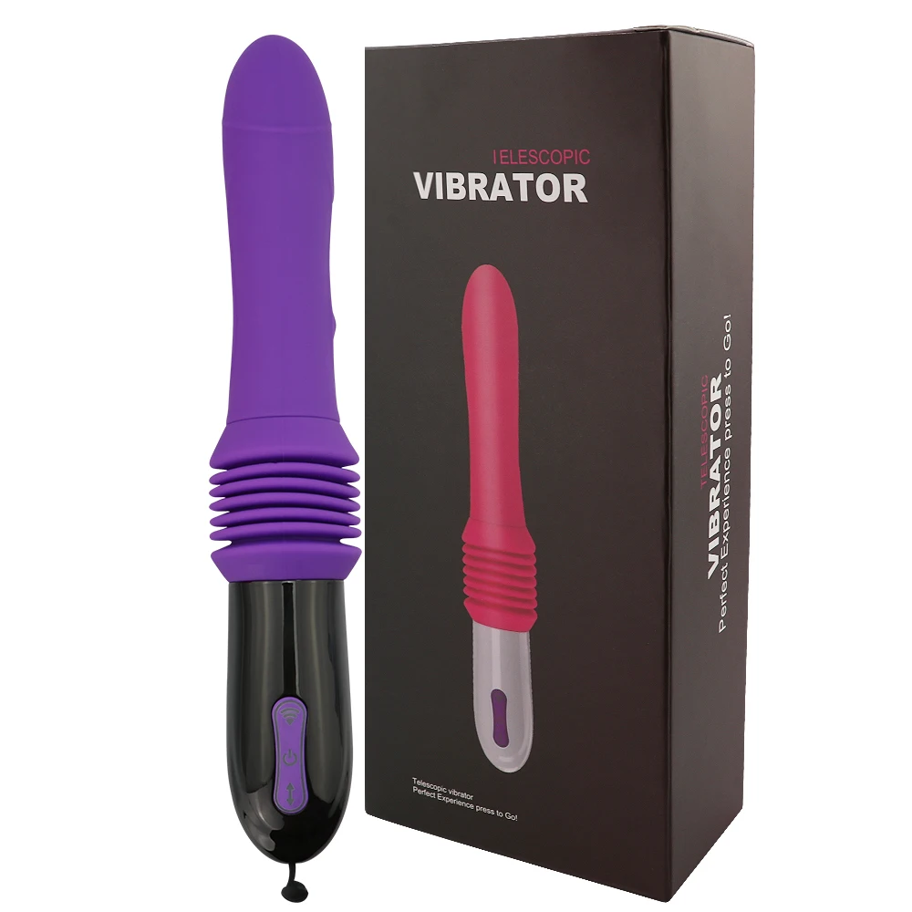 A large black automatic thrusting dildo vibrator with a wireless remote control for G-spot stimulation.