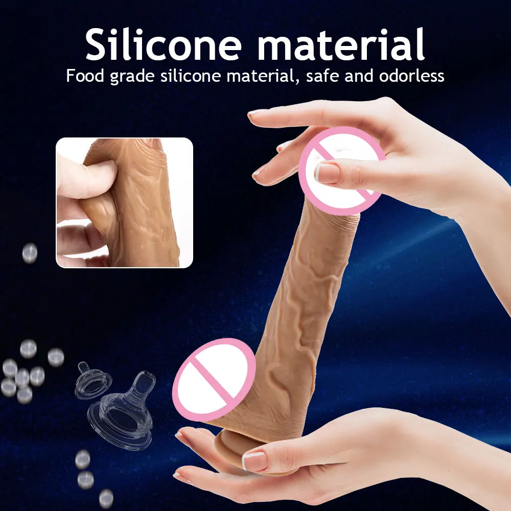 Remote control thrusting realistic dildo with suction cup and telescopic G-spot stimulator features.
