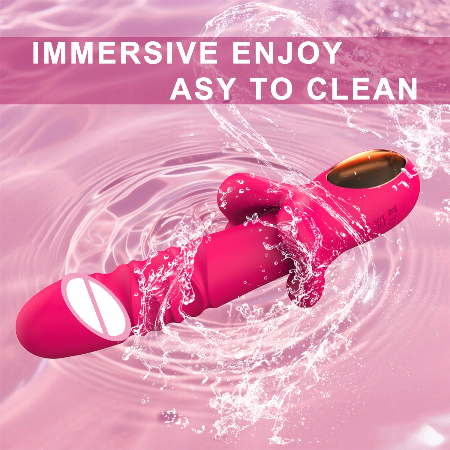 A sleek, mouth-shaped thrusting dildo vibrator designed for G-spot, clitoral, and anal stimulation for couples.