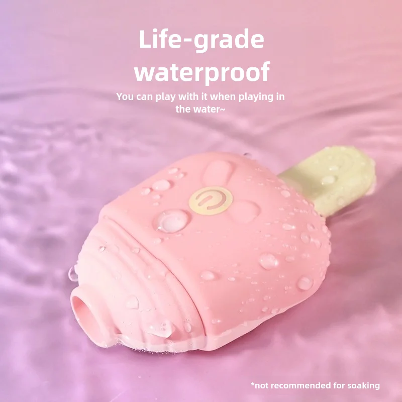 A portable ice cream-shaped clitoral sucker and nipple licker stimulator for women's pleasure.