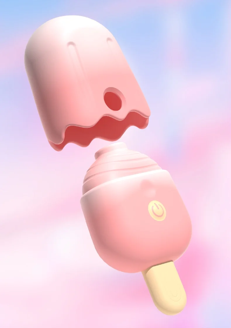 A portable ice cream-shaped clitoral sucker and nipple licker stimulator for women's pleasure.