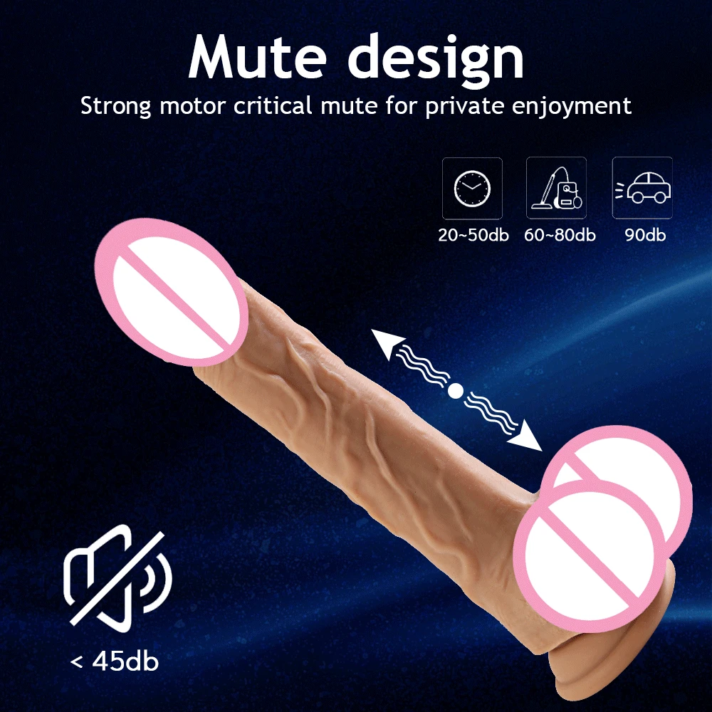 Remote control thrusting realistic dildo with suction cup and telescopic G-spot stimulator features.