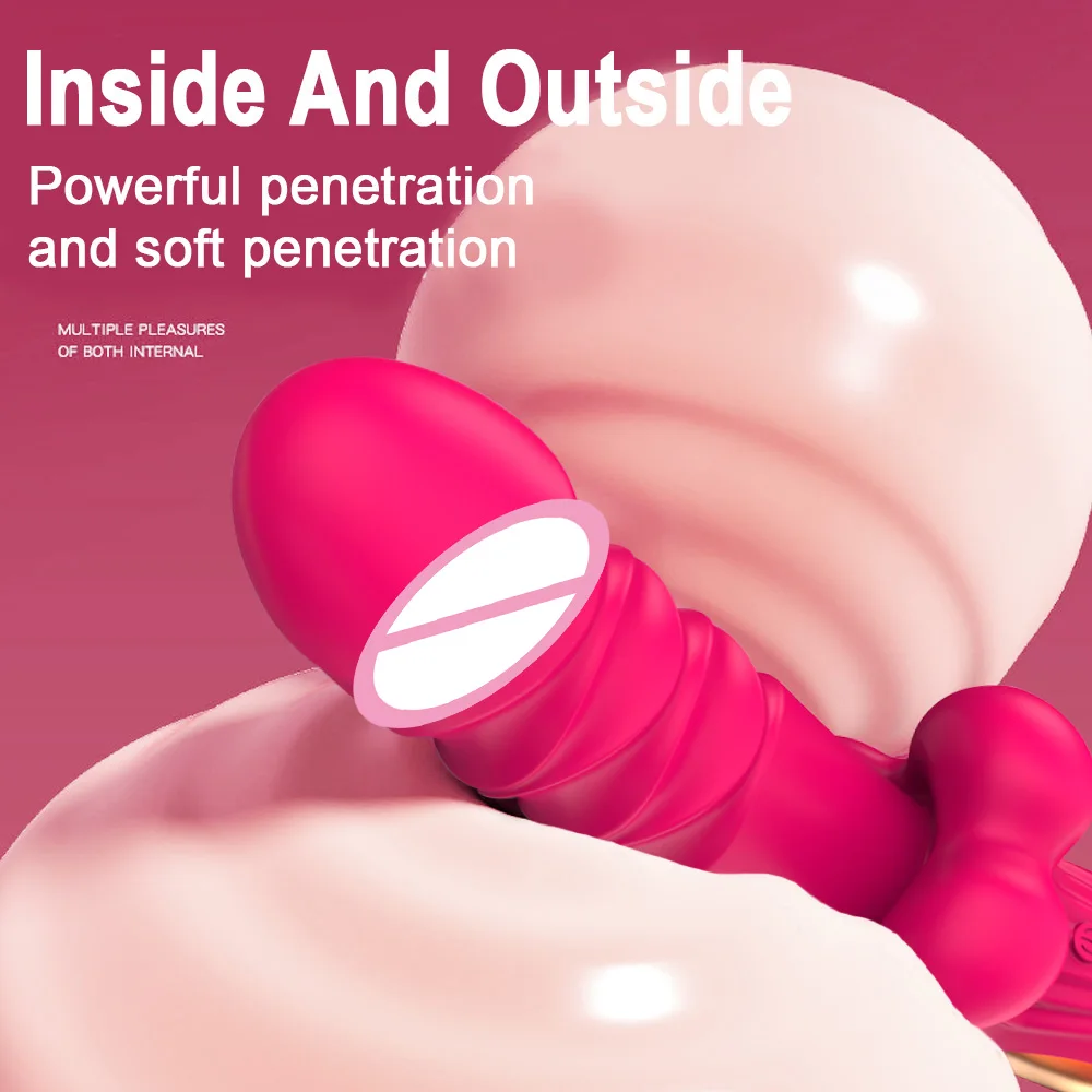 A sleek, mouth-shaped thrusting dildo vibrator designed for G-spot, clitoral, and anal stimulation for couples.