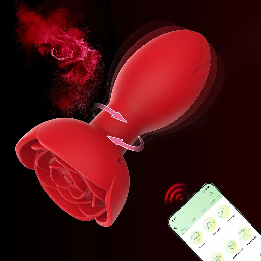 A sleek, black app-controlled rotating anal plug and prostate massager.