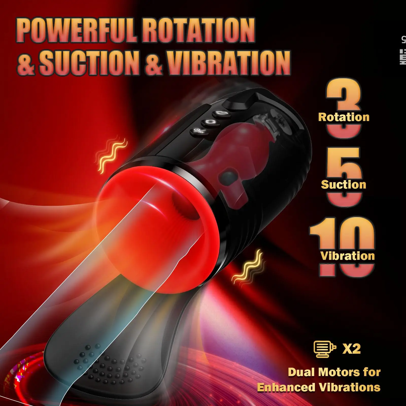 Xlucia Automatic Vibrating Male Masturbator with transparent shell, vacuum suction, and tongue-licking action for realistic oral sensation