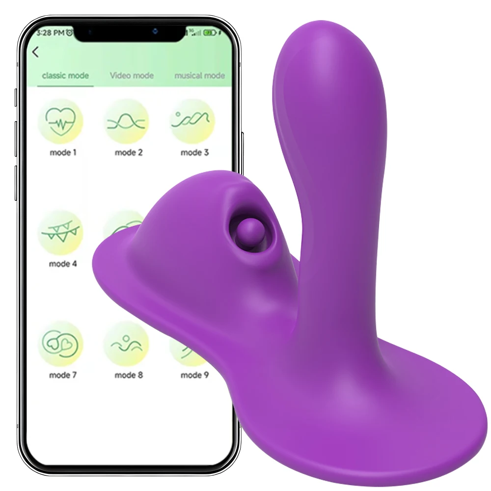 A sleek, black ergonomic sit and ride vibrator with an integrated anal plug and vaginal stimulator, highlighting its modern APP-controlled interface.