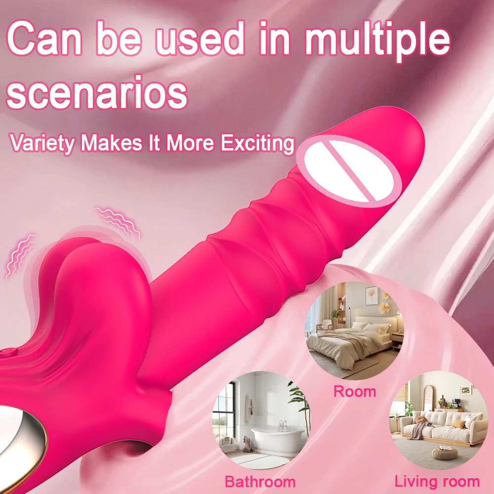A sleek, mouth-shaped thrusting dildo vibrator designed for G-spot, clitoral, and anal stimulation for couples.