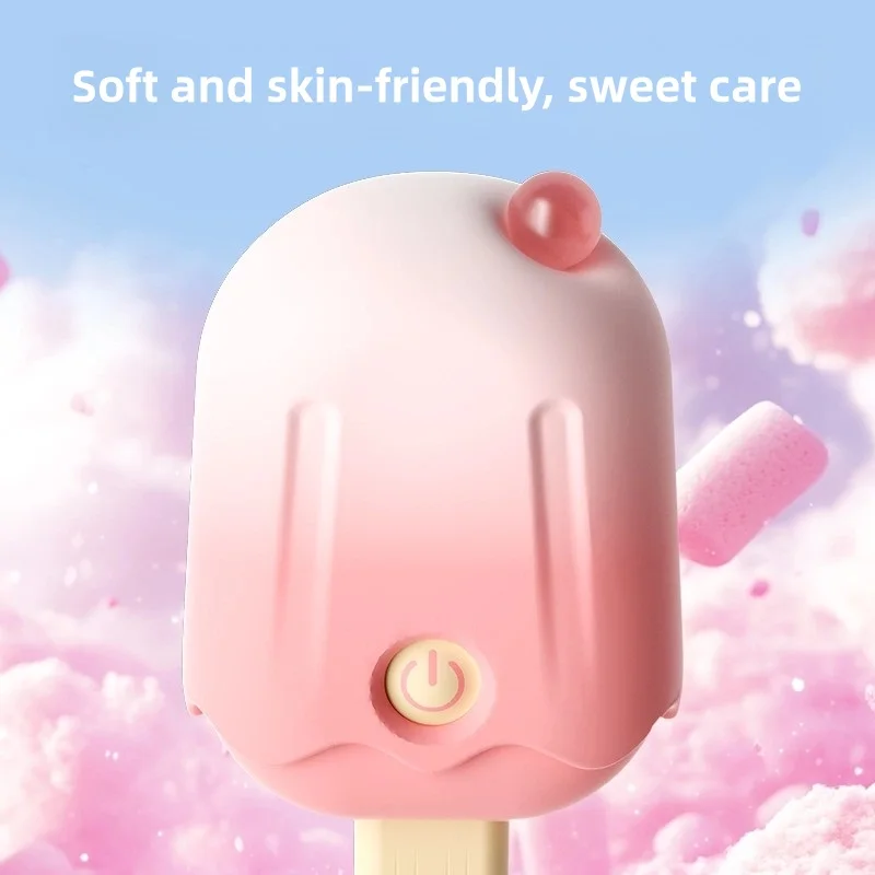 A portable ice cream-shaped clitoral sucker and nipple licker stimulator for women's pleasure.