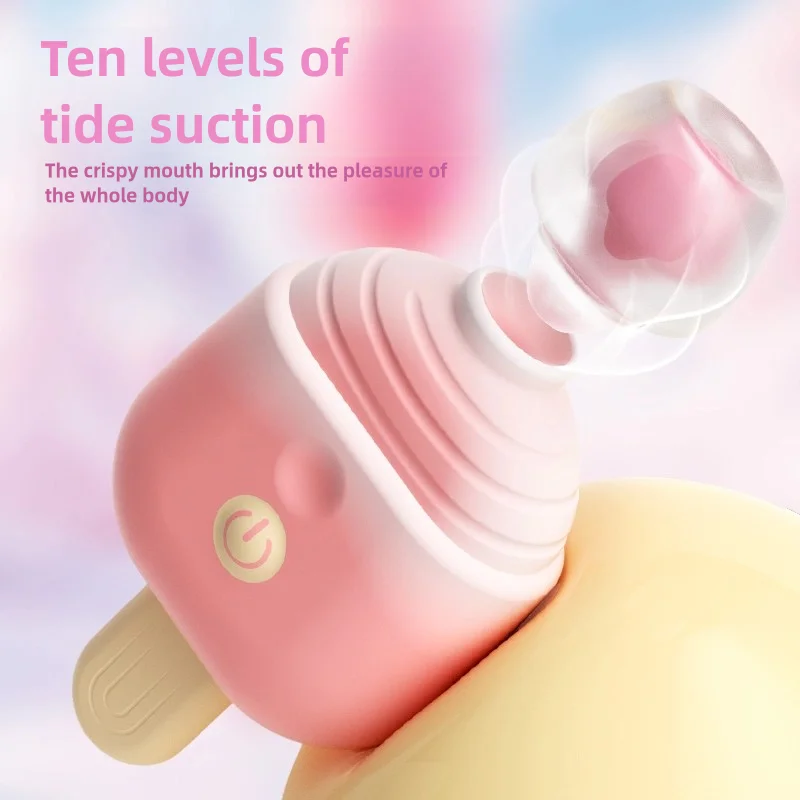 A portable ice cream-shaped clitoral sucker and nipple licker stimulator for women's pleasure.