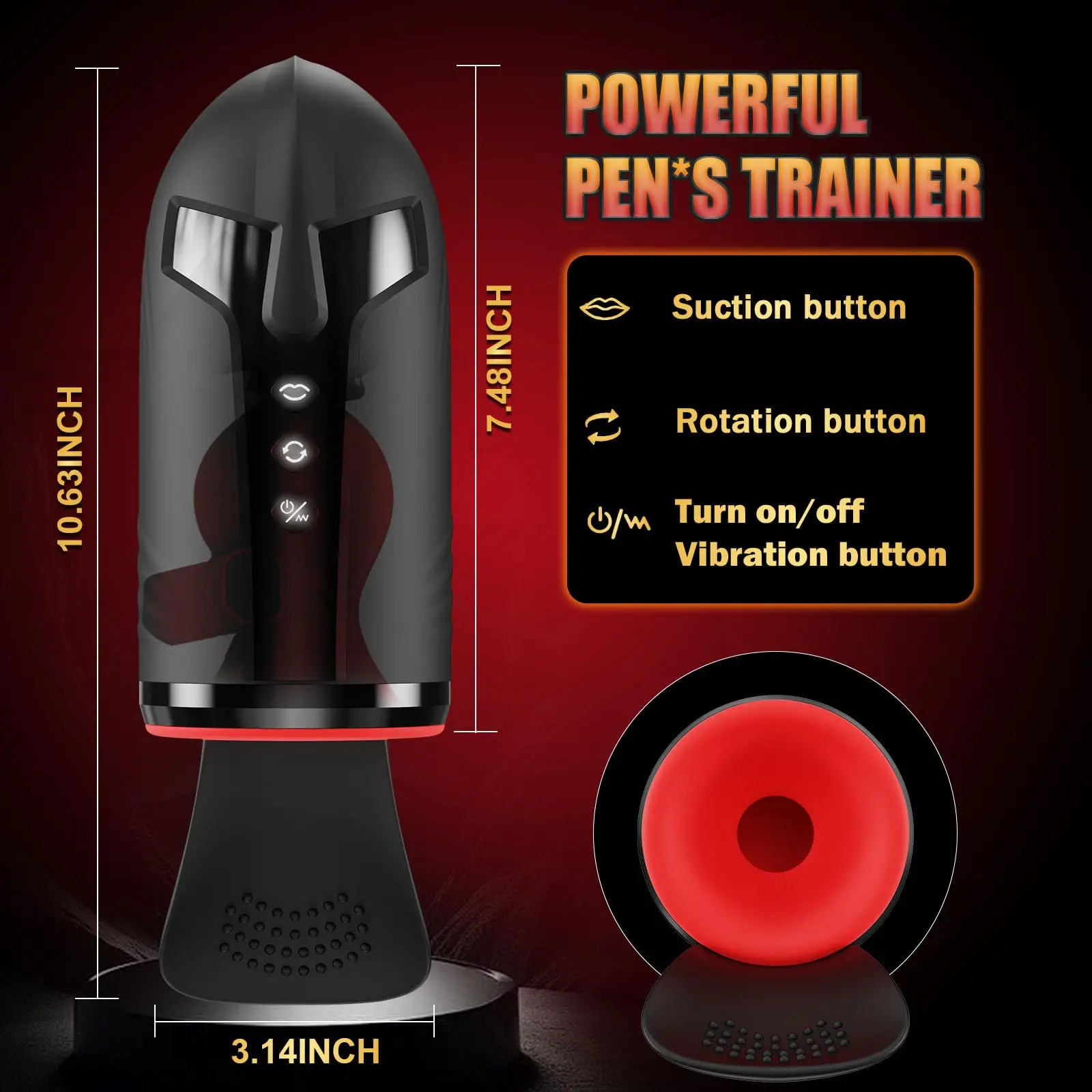 Xlucia Automatic Vibrating Male Masturbator with transparent shell, vacuum suction, and tongue-licking action for realistic oral sensation