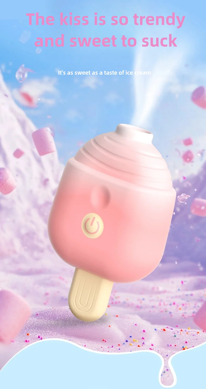 A portable ice cream-shaped clitoral sucker and nipple licker stimulator for women's pleasure.