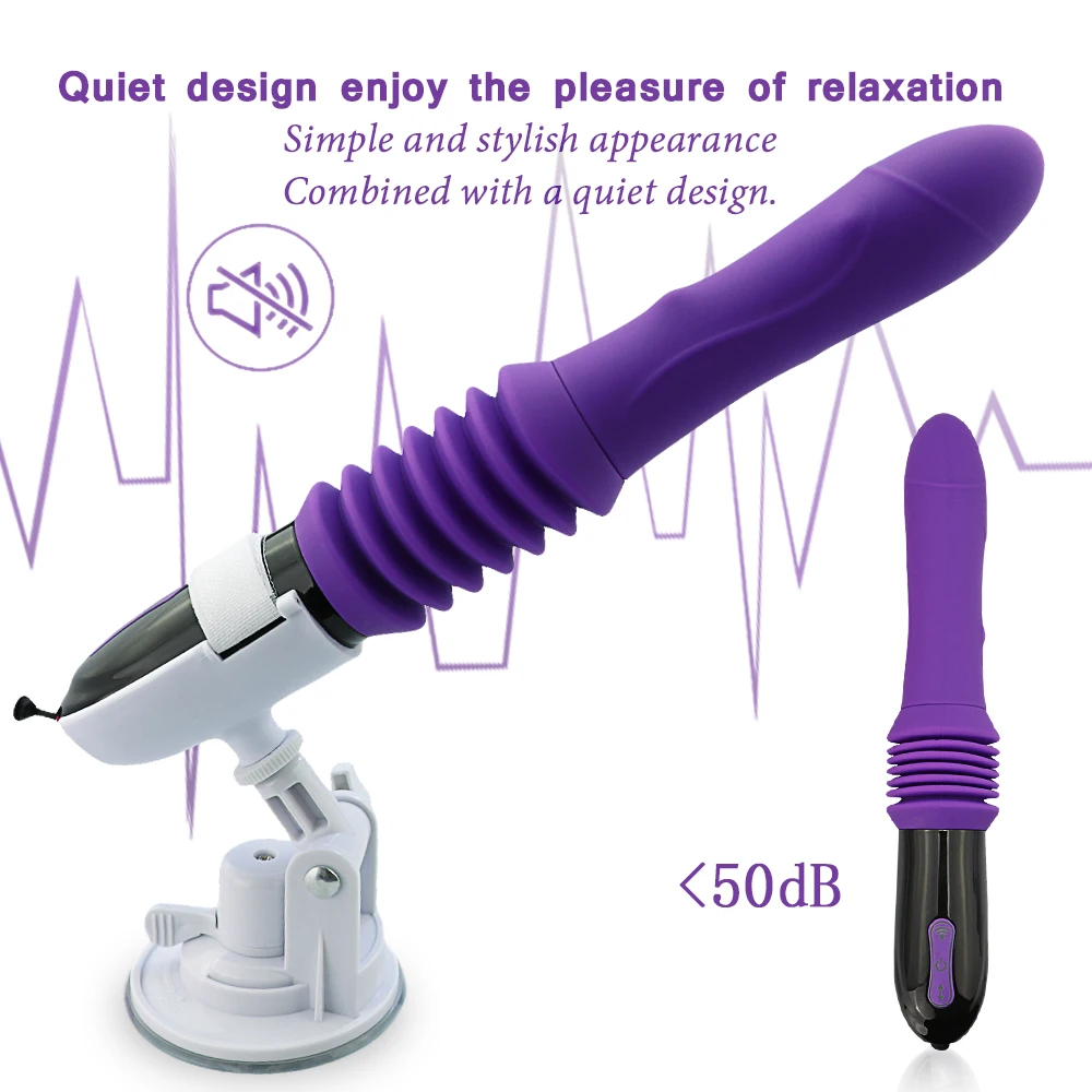 A large black automatic thrusting dildo vibrator with a wireless remote control for G-spot stimulation.