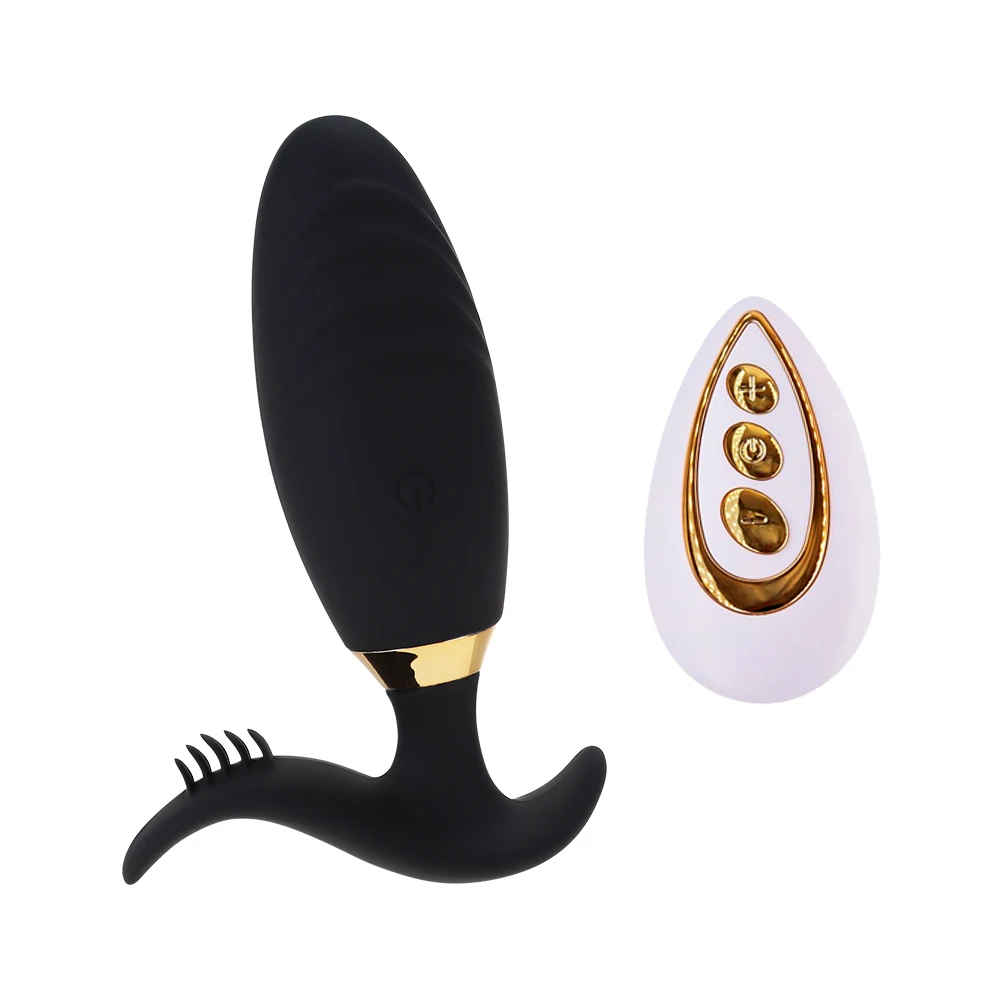 App-controlled black silicone butt plug and prostate massager with sleek ergonomic curves.