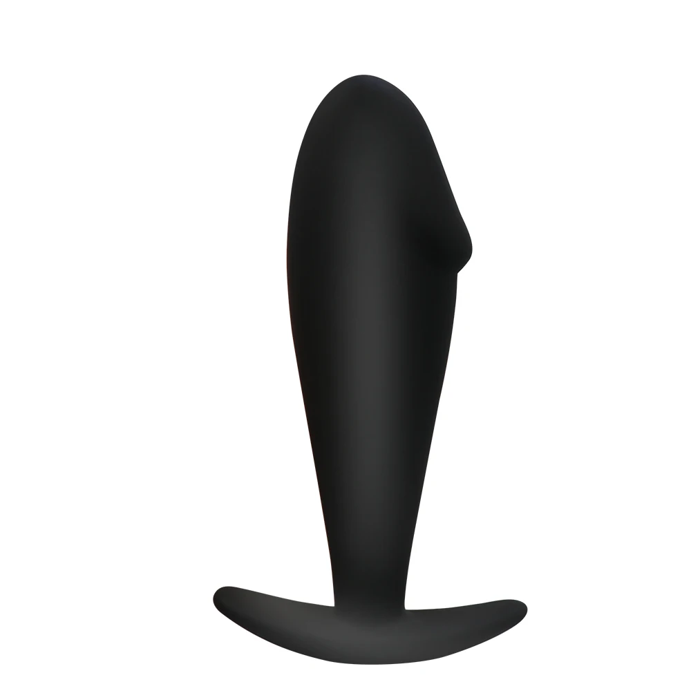Black silicone anal beads with bullet tip and flared base for prostate massage.