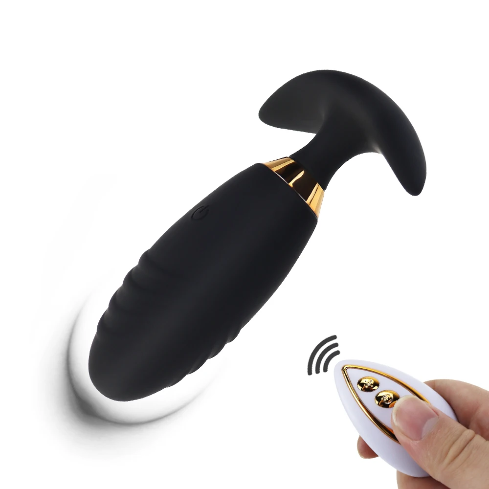 App-controlled black silicone butt plug and prostate massager with sleek ergonomic curves.