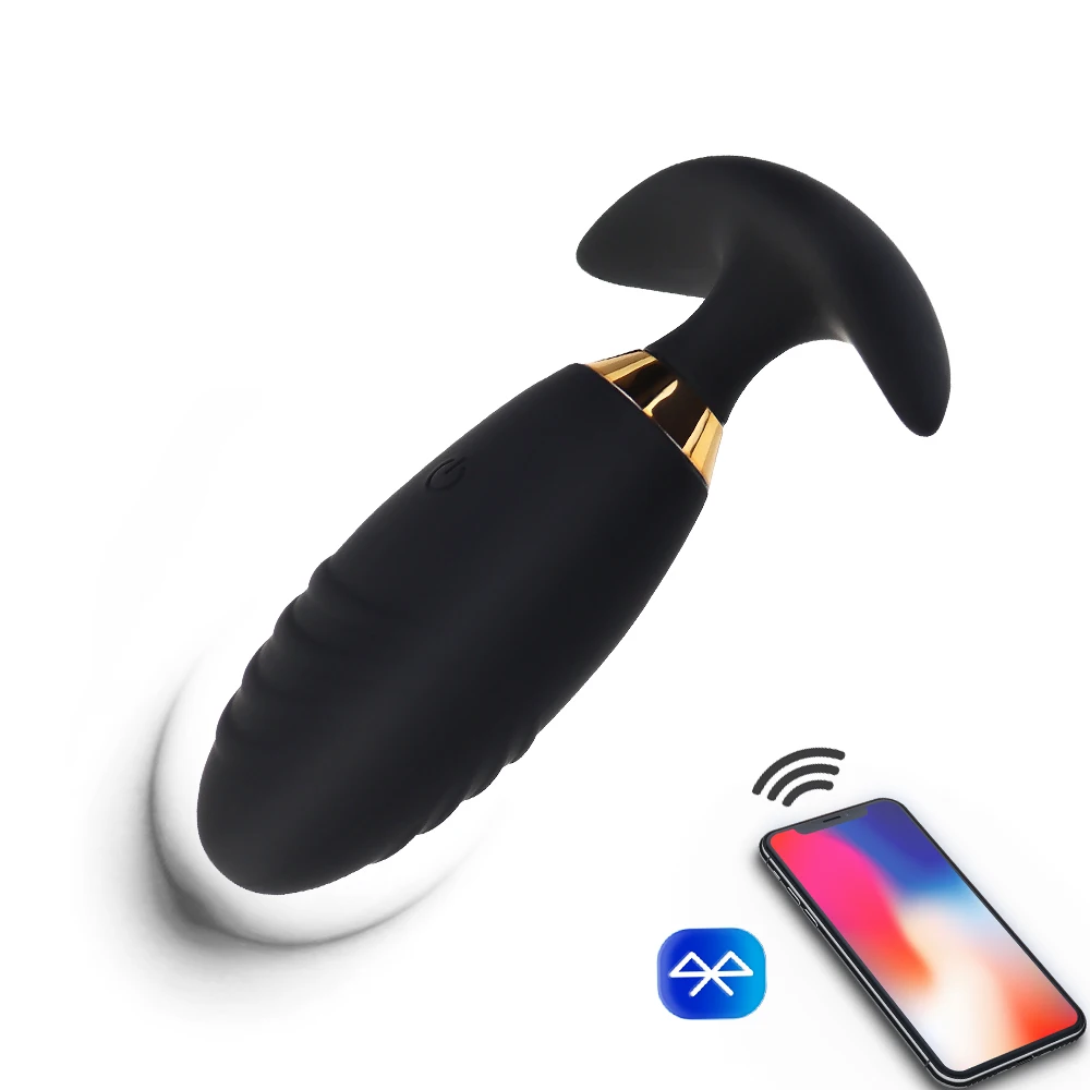 App-controlled black silicone butt plug and prostate massager with sleek ergonomic curves.
