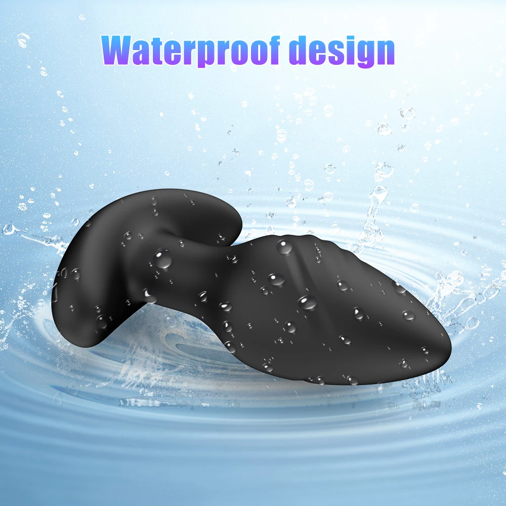 A sleek black rotating anal vibrator with a curved tip for prostate massage and a wide base for safe play.