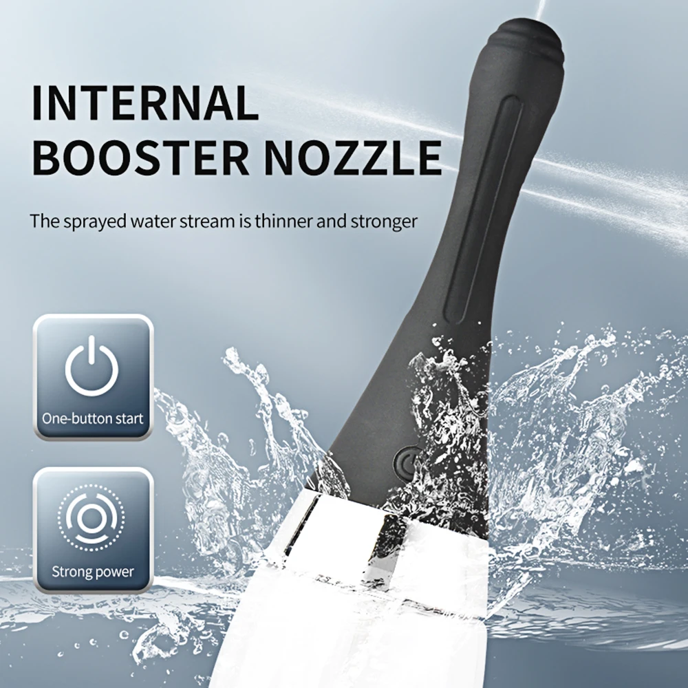 A sleek, ergonomic silicone fully automatic enema cleaning container and douche bulb for personal hygiene.