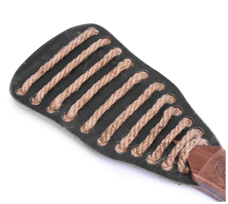 Iron Plate Spanking Paddle and Hemp Rope Bondage Whip Set By Xlucia - Image 13