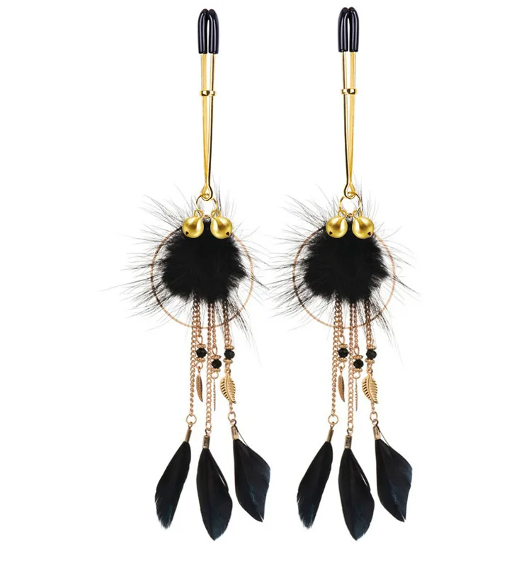 Elegant Feather Metal Bells Nipple Clamps With Flirting Teasing Kit By Xlucia - Image 27