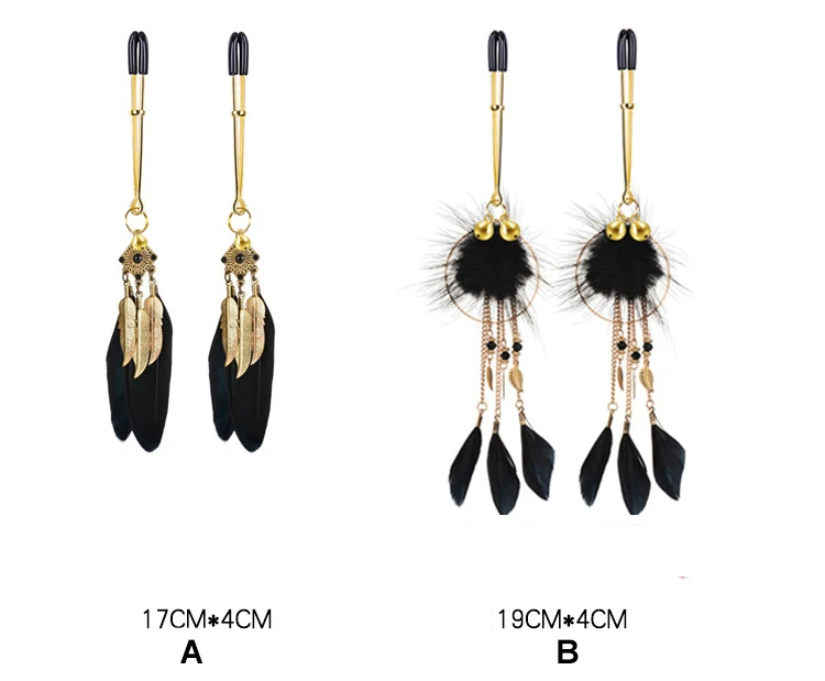 Elegant Feather Metal Bells Nipple Clamps With Flirting Teasing Kit By Xlucia - Image 19