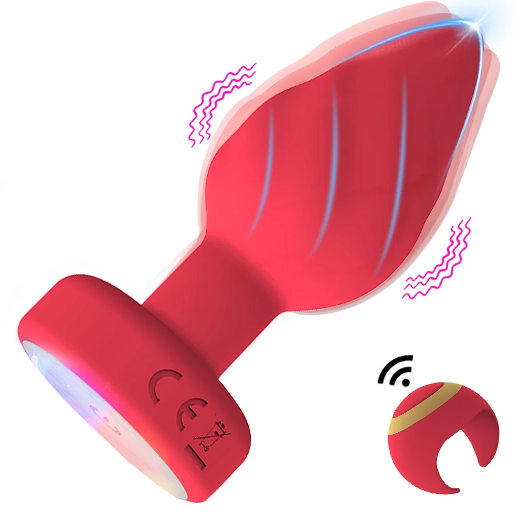 Wireless remote control anal and vaginal vibrator with glowing ambient light base.