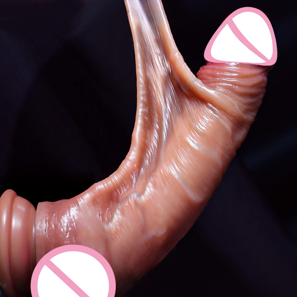 Realistic sliding foreskin dildo by Xlucia for sex machine and strap-on use.
