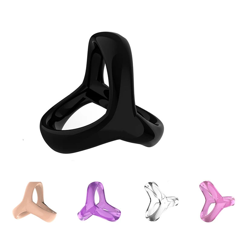 A sleek, black reusable silicone male penis ring for erection support and performance.