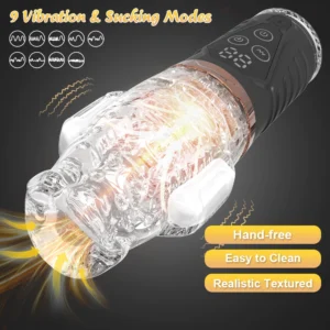Xlucia Sucking Vibrating Male Masturbator Cup for realistic oral sex training and glans massage.