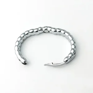 High-shine metal penis locking ring for men shown against a neutral background.