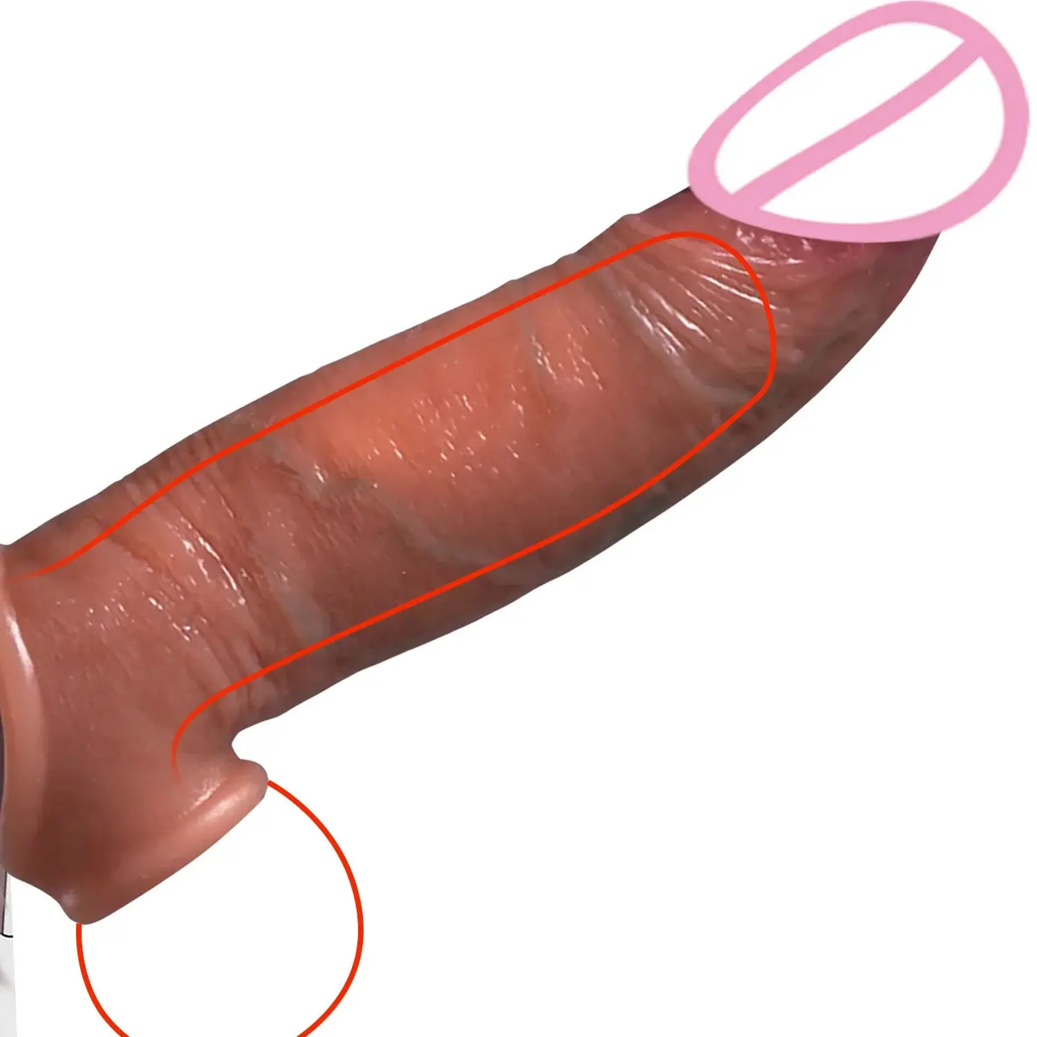 A flexible black silicone cock ring and enlargement sleeve for men's performance.