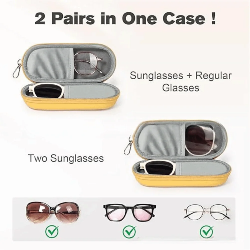 Durable Hard Shell Double Glasses Case Portable Simple Dual Sunglasses Cases Double Eyeglass Storage Box for Women Men - Image 12