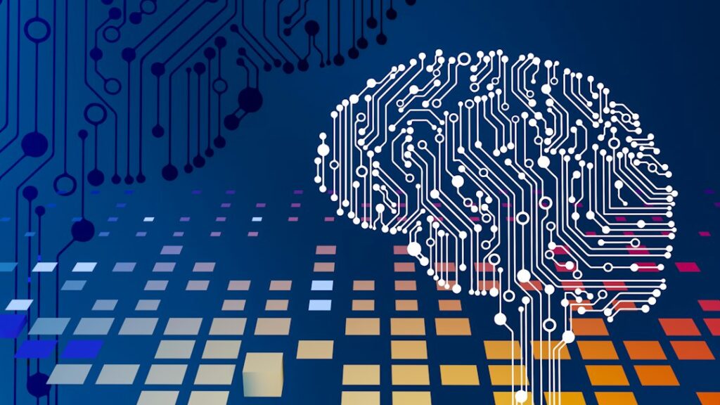 Digital brain made of circuit board patterns representing artificial intelligence technology. Photo by Steve Johnson.