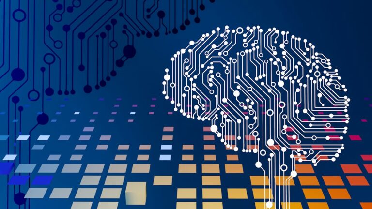 Digital brain made of circuit board patterns representing artificial intelligence technology. Photo by Steve Johnson.