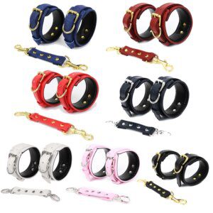 Premium 7 Colors PU Leather Sexy Handcuffs Set By Xlucia For Adults