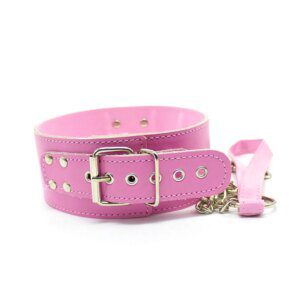 Premium Sexy Collar and Steel Leash Leather Set by Xlucia Adult Slave