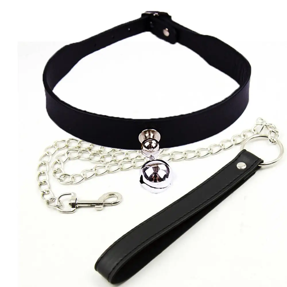 Premium Leather Bell Collar With Steel Leash Chain Set By Xlucia Now
